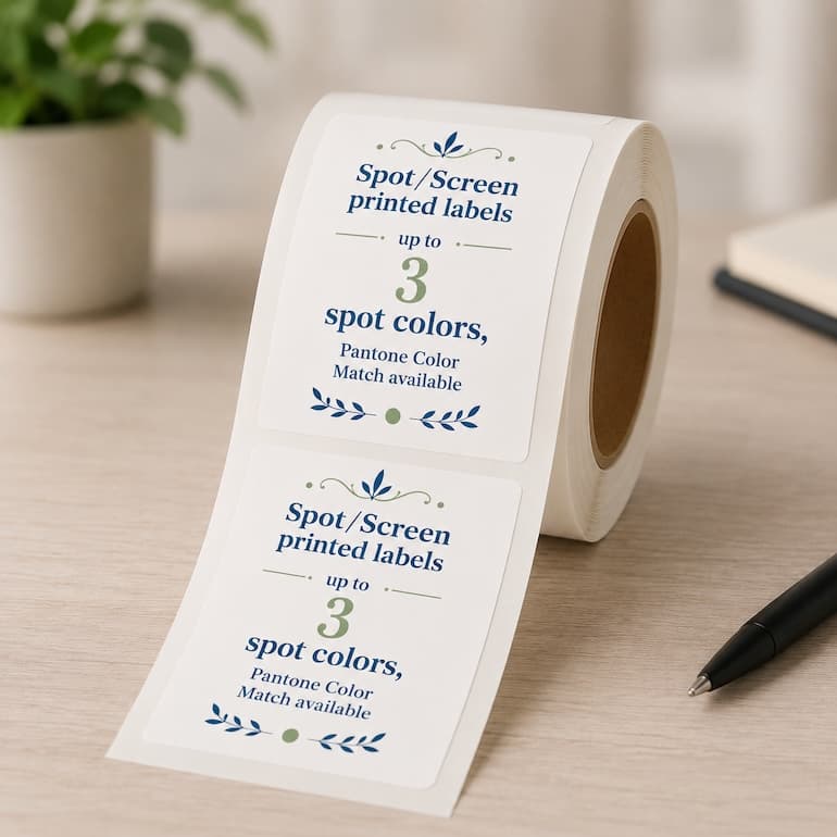 Spot Printed Labels On Rolls, up to 3 colors, PMS Color Match available