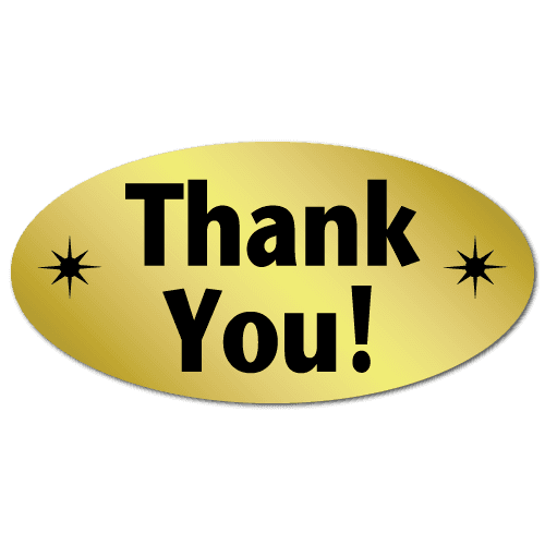 "Thank You" Oval Stickers