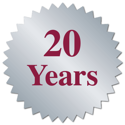 "20 Years" Burst Circle Seal Labels