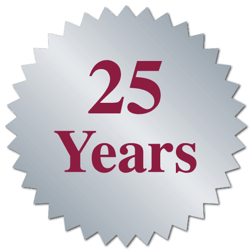 "25 Years" Burst Circle Seal Labels