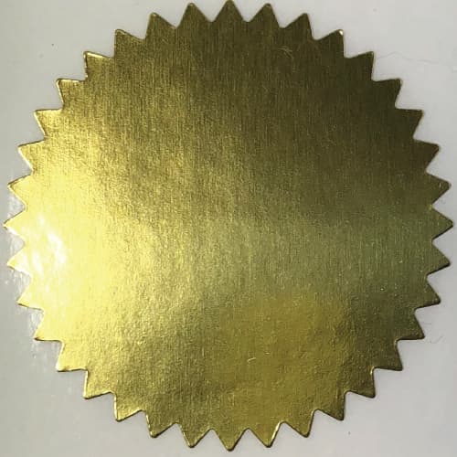 2 Inch Bright Shiny Gold Notary & Certificate Foil Seals Stickers
