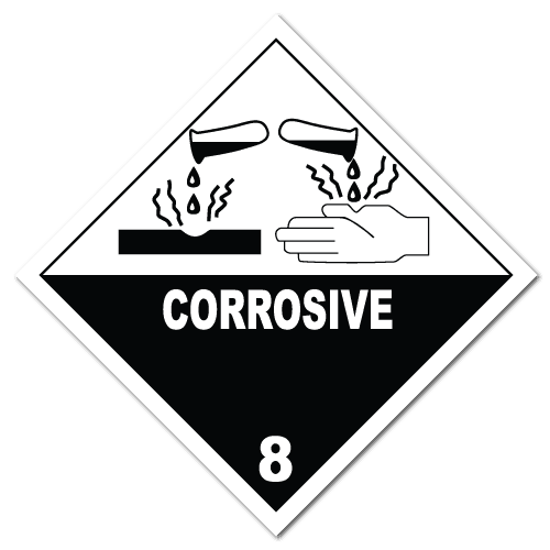 HAZMAT Class 8 Corrosive Hazardous Materials Stickers