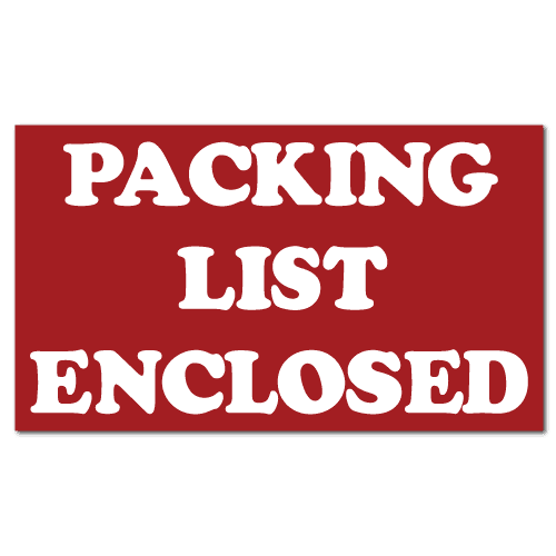 Packing List Enclosed Stickers