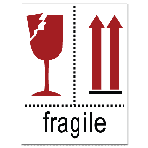 Fragile Broken Glass and Arrow Stickers