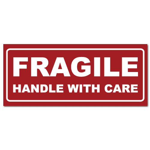 Small Fragile Handle With Care Rectangle Stickers