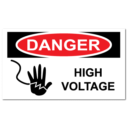Danger High Voltage sticker with electrical warning symbol