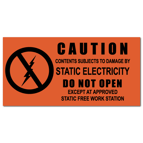 1.5" x 3" Caution Static Electricity Labels
