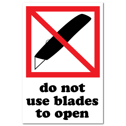 Do Not Use Blades to Open International Stickers