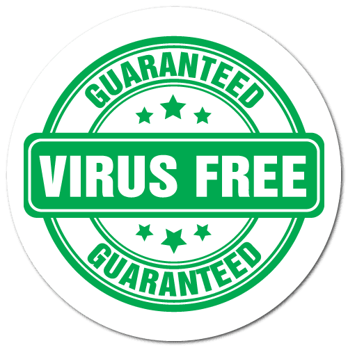1.25 Inch Circle Guaranteed Virus Free Sticker