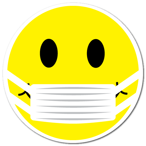 1" Yellow Smiley Face with Mask Circle Labels