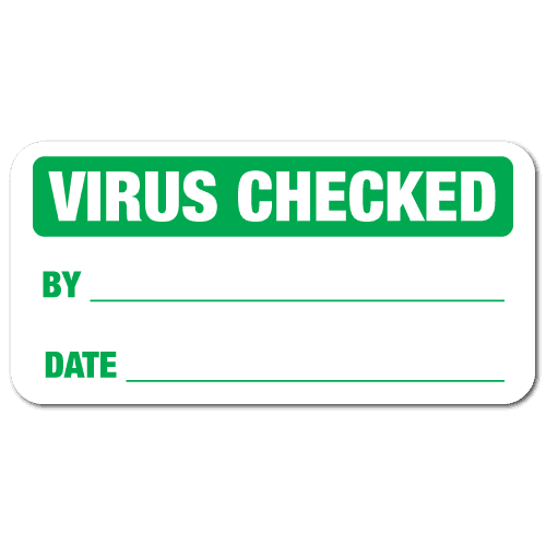 2" x 1" Virus Checked Stickers