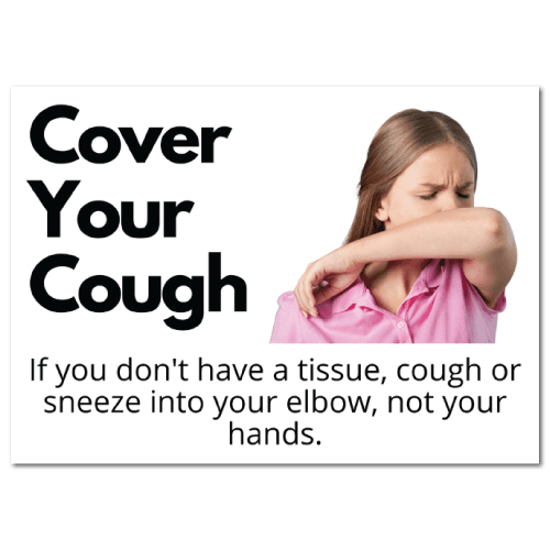 8 x 10 Inch Rectangle Cover Your Coughs Stickers