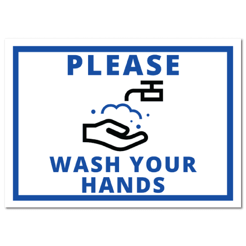8 x 10 Inch Rectangle Please Wash Your Hands Stickers