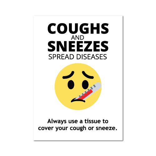 5 x 7 Inch Rectangle Coughs and Sneezes Spread Diseases Stickers