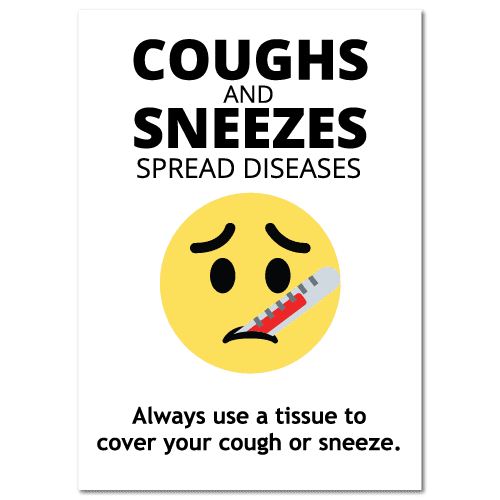 8 x 10 Inch Rectangle Coughs and Sneezes Spread Diseases Stickers