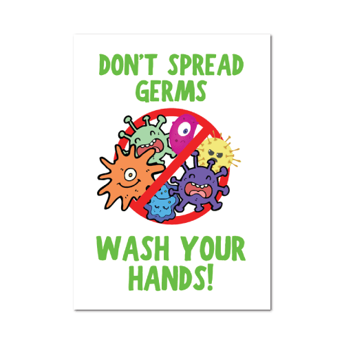 5 x 7 Inch Rectangle Dont Spread Germs Wash Your Hands Stickers