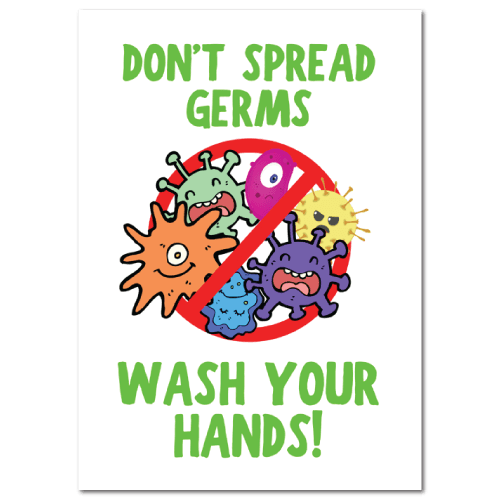 8 x 10 Inch Rectangle Dont Spread Germs Wash Your Hands Stickers