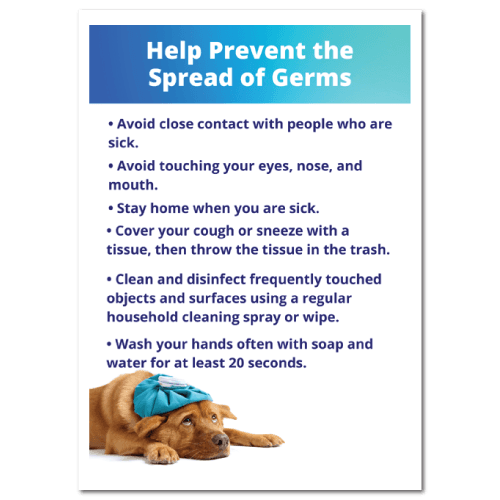 8 x 10 Inch Rectangle Help Prevent The Spead Of Germs Stickers