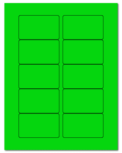 3.0625" X 1.8375" Fluorescent Green Sheets