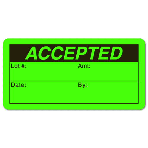 "ACCEPTED" Quality Control Stickers
