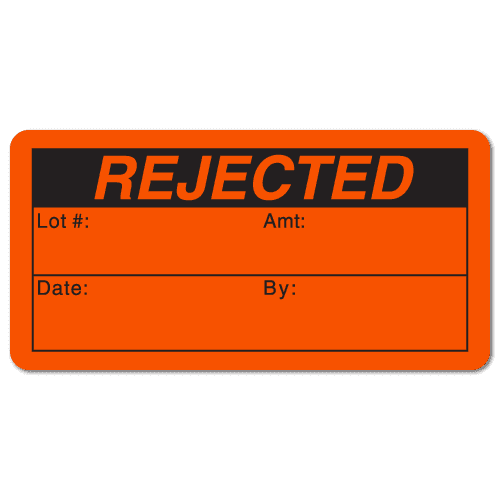 "REJECTED" Quality Control Labels