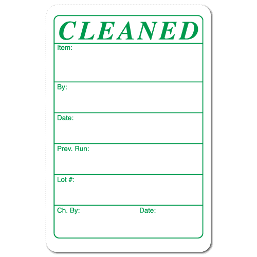 "CLEANED" Quality Control Labels