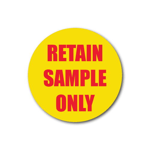 "Retain Sample Only" Circle Quality Control Stickers