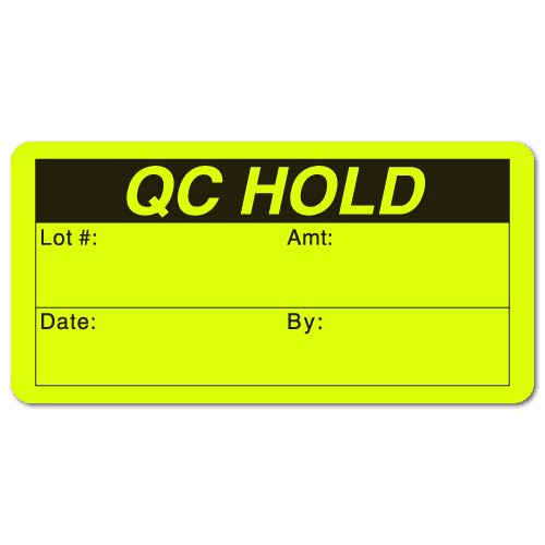"QC HOLD" Neon Yellow Quality Control Labels