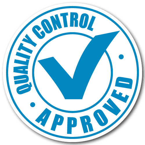 "Quality Control Approved" Blue Stickers