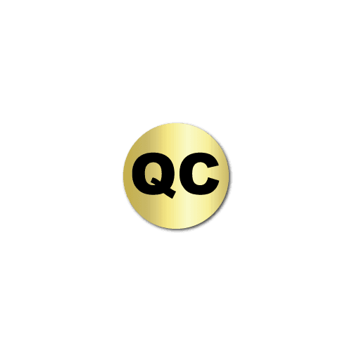 "QC" Quality Control Gold Stickers