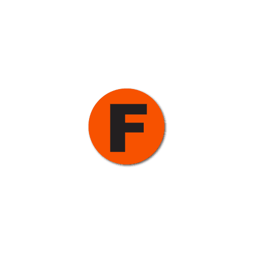 "F" Quality Control Stickers
