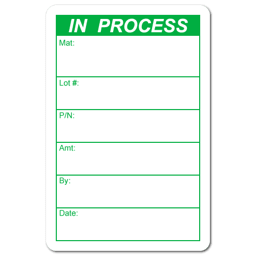 "IN PROCESS" Quality Control Stickers