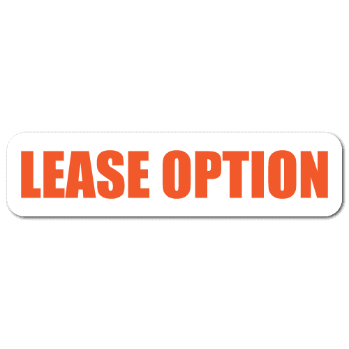 Orange rectangular Lease Option stickers for real estate documents