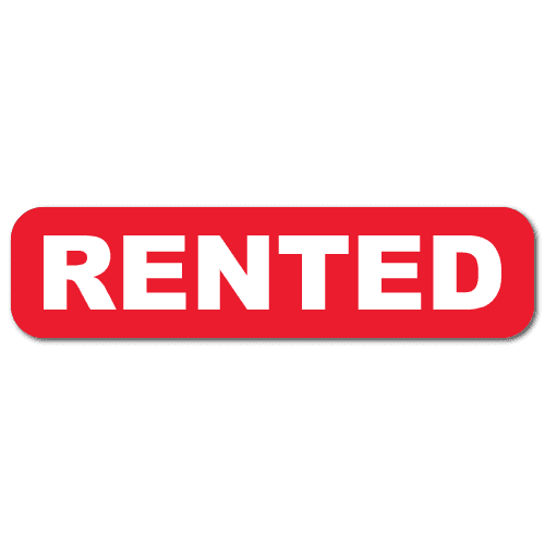 Red and white Rented stickers for real estate listing sheets and brochures