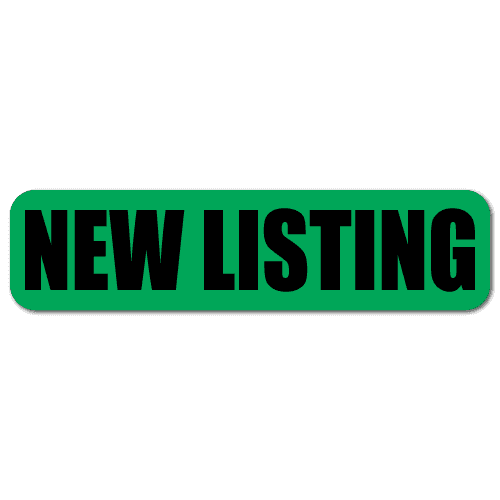 Fluorescent green New Listing stickers for real estate marketing mailers