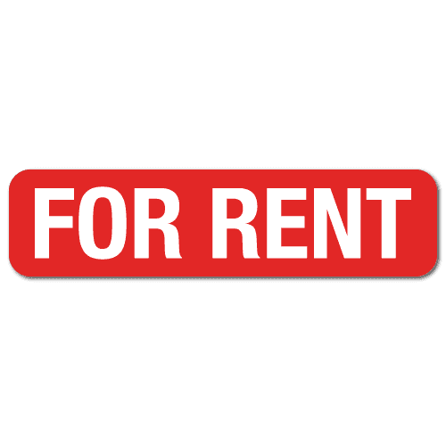 Red and white For Rent stickers for real estate documents