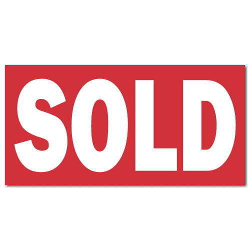 Red and white Sold sign sticker for outdoor real estate signs