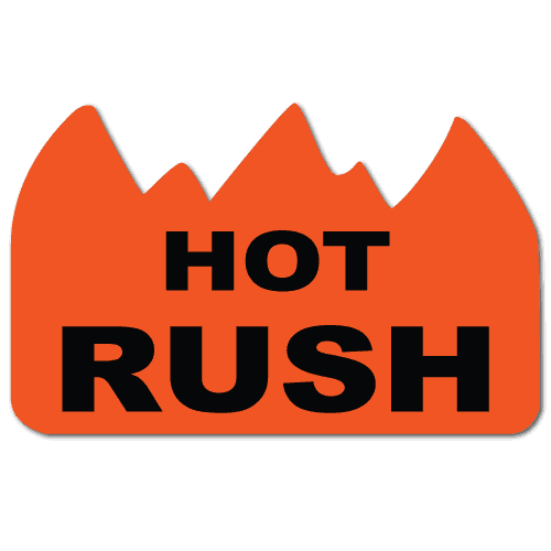 HOT RUSH Flame Shaped Warning Stickers