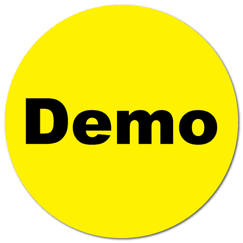 "Demo" Yellow Gloss Circle Stickers