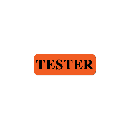 "Tester" Red DayGlo Labels