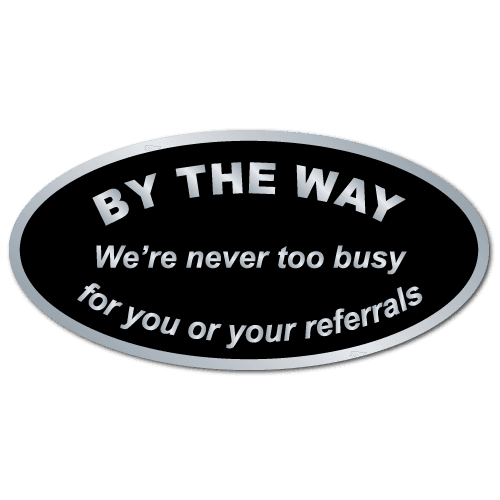 "By The Way" Referral Stickers