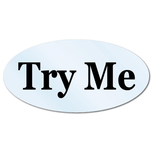 "Try Me" Oval Clear Stickers