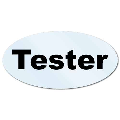 "Tester" Oval Clear Stickers