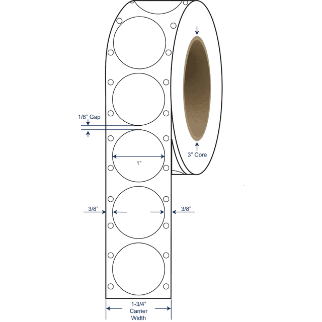 1" White Paper Pinfeed Circle Stickers