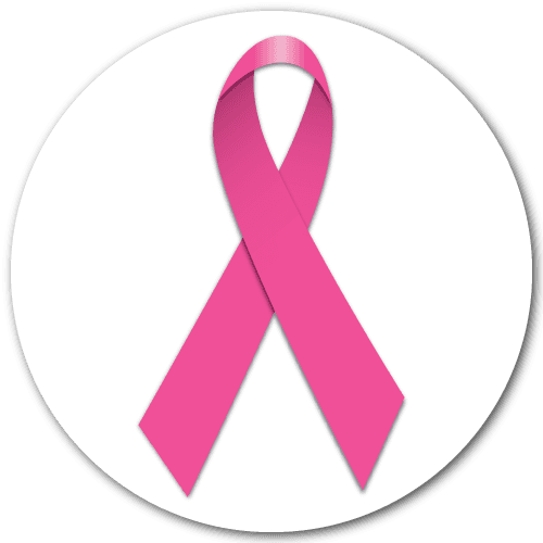 1" Pink Ribbon Circle Stickers