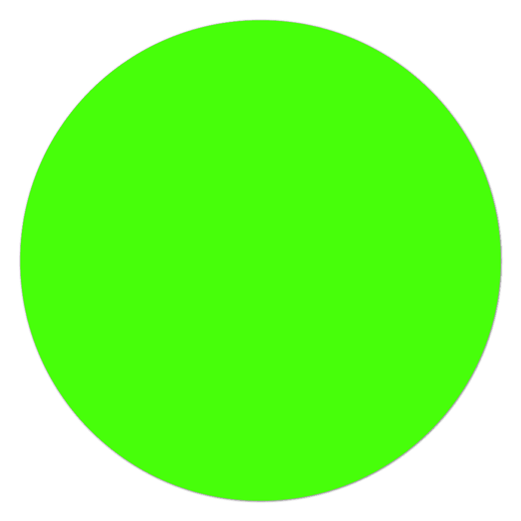 Vibrant fluorescent green circle thermal transfer stickers on a roll