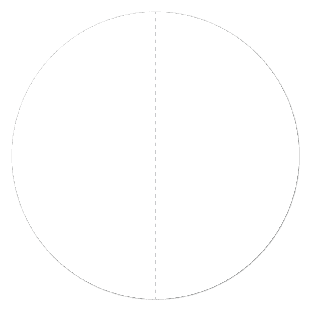 Blank white matte paper circular sticker with vertical perforation