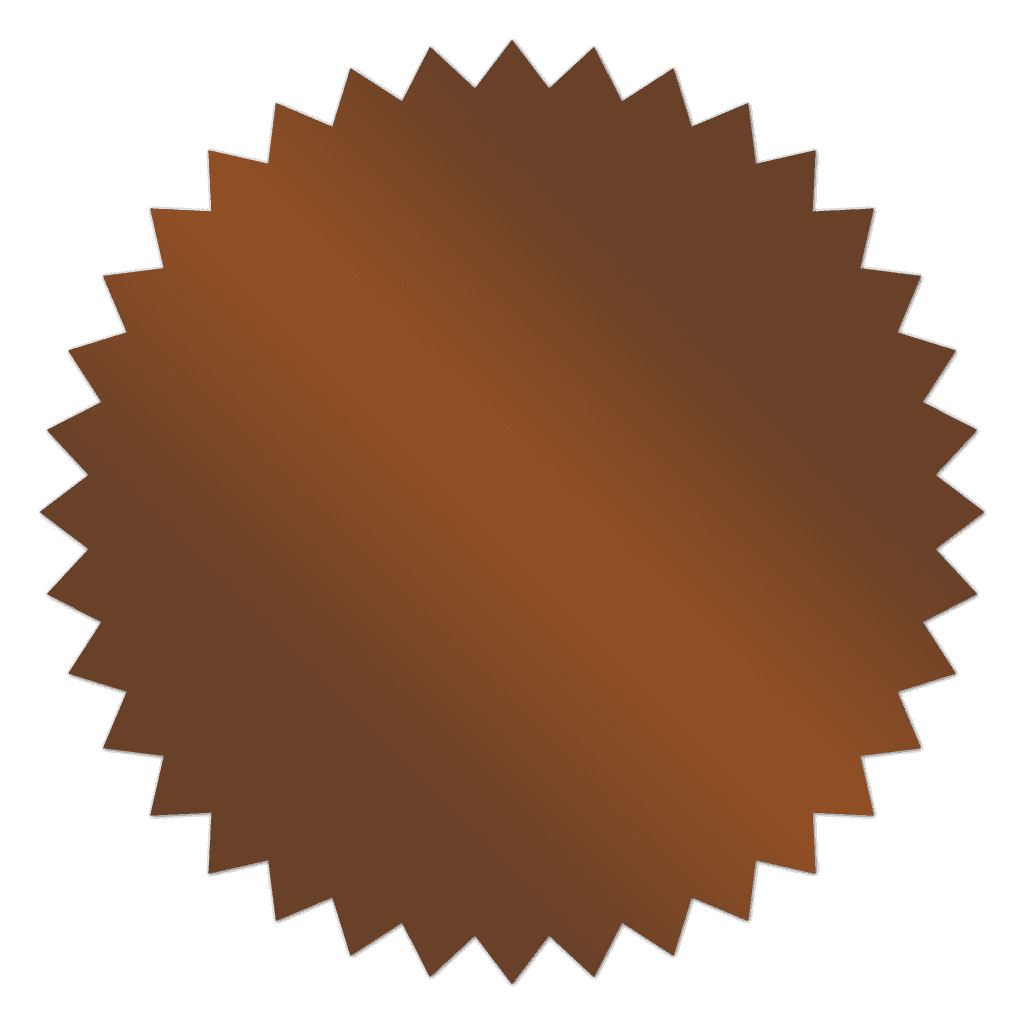 Shiny bronze foil burst circle sticker for notary seals and certificates