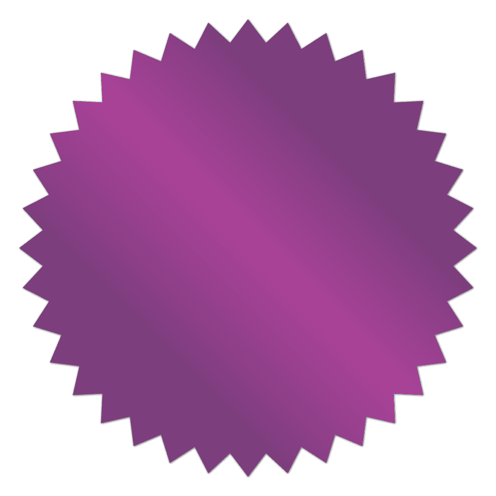 Shiny purple foil burst circle stickers