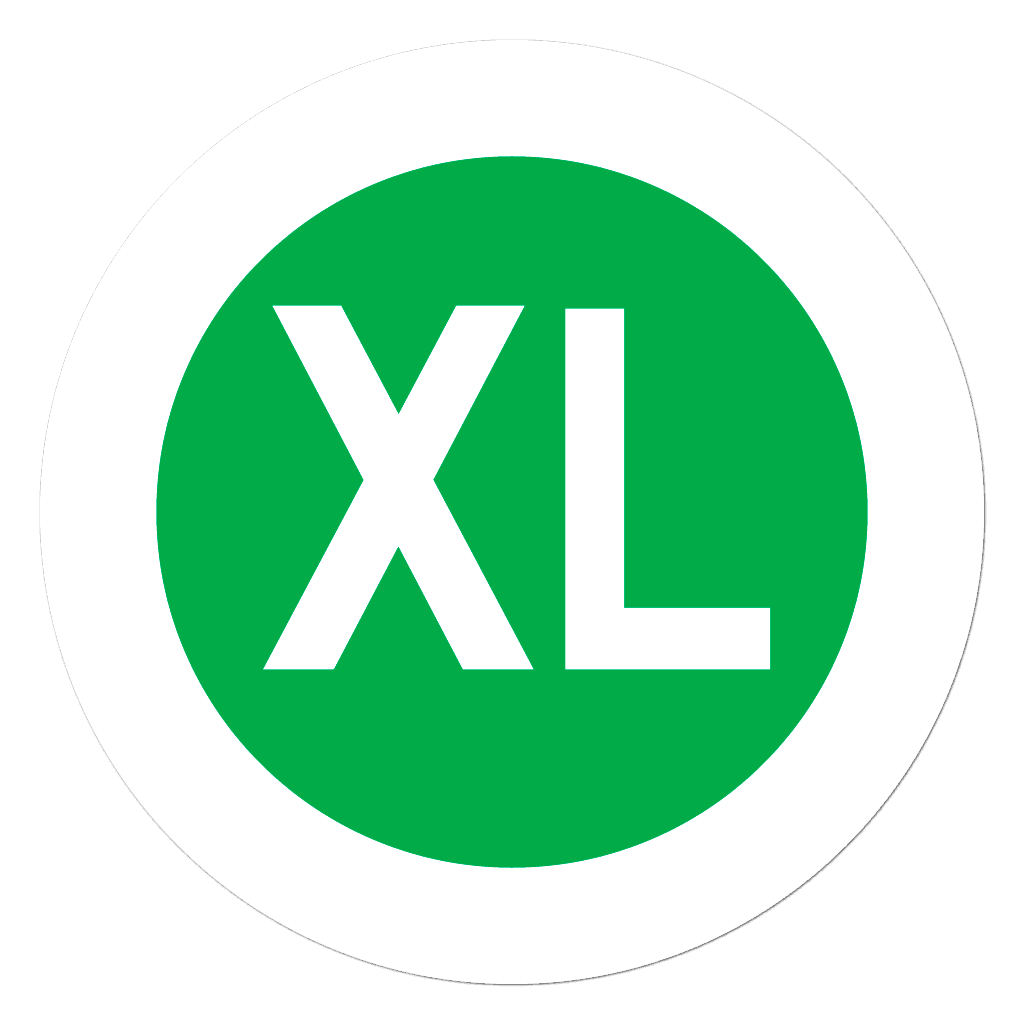 Roll of green XL garment size stickers for clothing identification